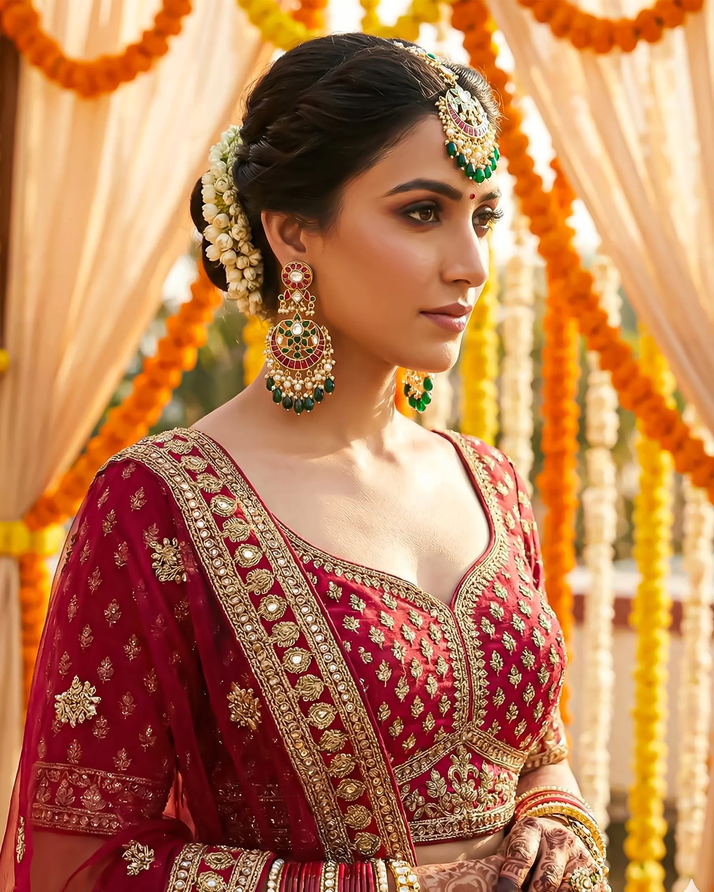 Kundan Maang Tikka and Earrings Set