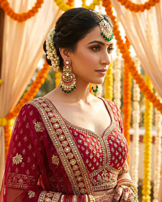 Kundan Maang Tikka and Earrings Set