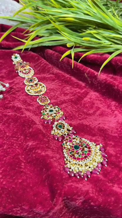 South Indian Bridal Hair Choti Jewelry Temple Kundan Accessory