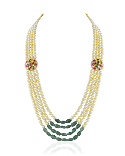 Multi Layer Pearl Groom Mala Necklace, Traditional Indian Wedding Jewelry