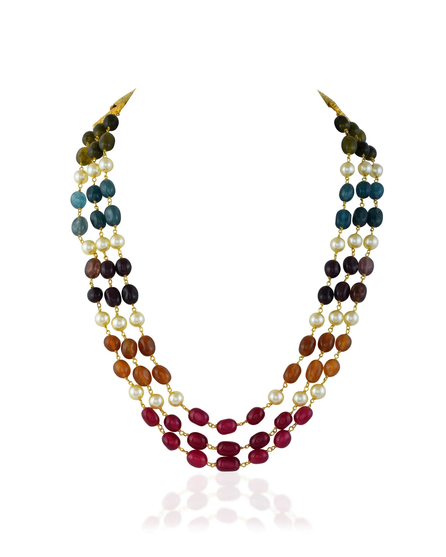 Royal Multi-Color Beaded Groom Mala – Traditional Wedding Necklace with Pearl Accents for Sherwani Jewelry
