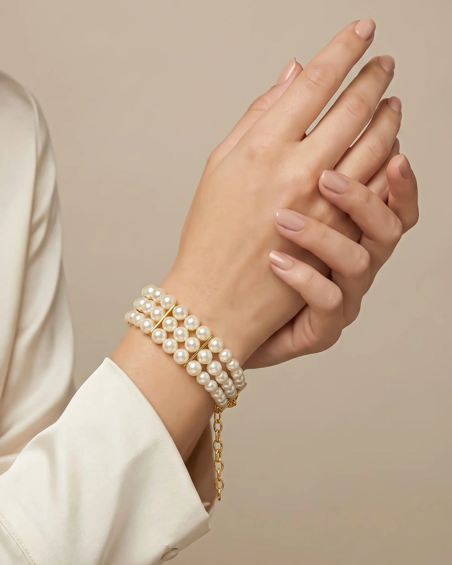 Handmade Kundan Pearl Beaded Bracelet, Gold Tone Ethnic Bridal Jewelry