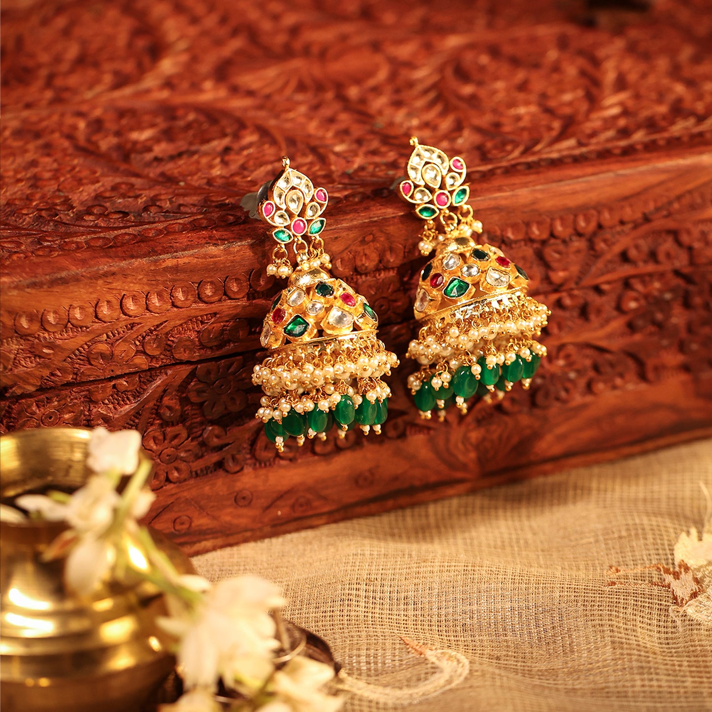 Bridal Kundan Choker Set, Multicolor Necklace With Earrings & Maang Tikka