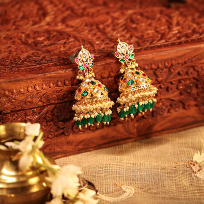 Bridal Kundan Choker Set, Multicolor Necklace With Earrings & Maang Tikka