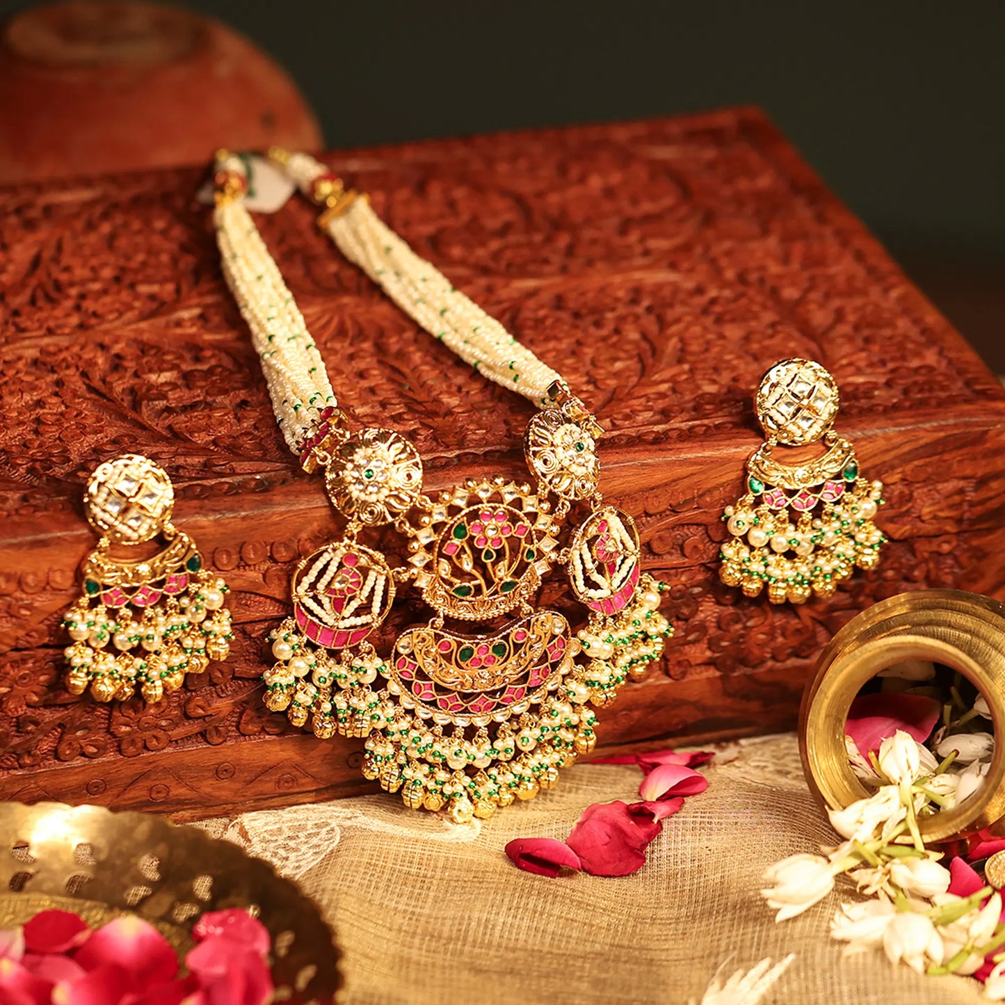 Gold Plated Kundan Meenakari Choker Necklace Set with Earrings, Indian Bridal Jewelry Gift for Her