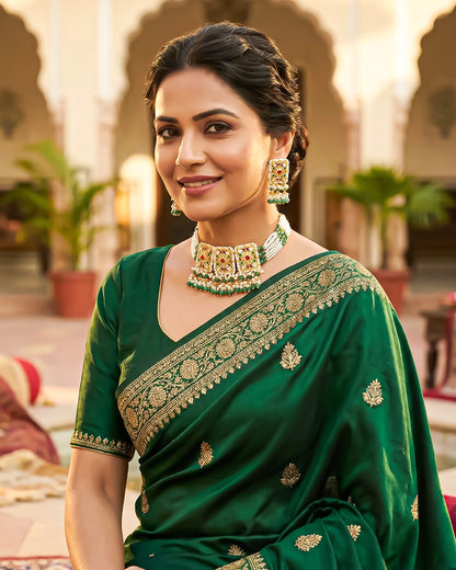 Kundan Polki Choker Necklace Set: Indian Wedding Jewelry, 18k Gold Plated Bridal Jewelry