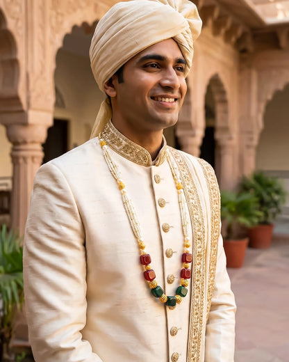 Traditional Groom Pearl Mala Necklace, Indian Wedding Baraat Jewelry