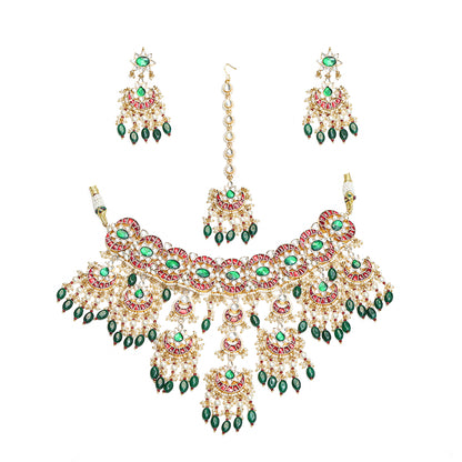 Rachana Multicolor Kundan Bridal Choker Set with Tikka for Wedding & Festive Wear