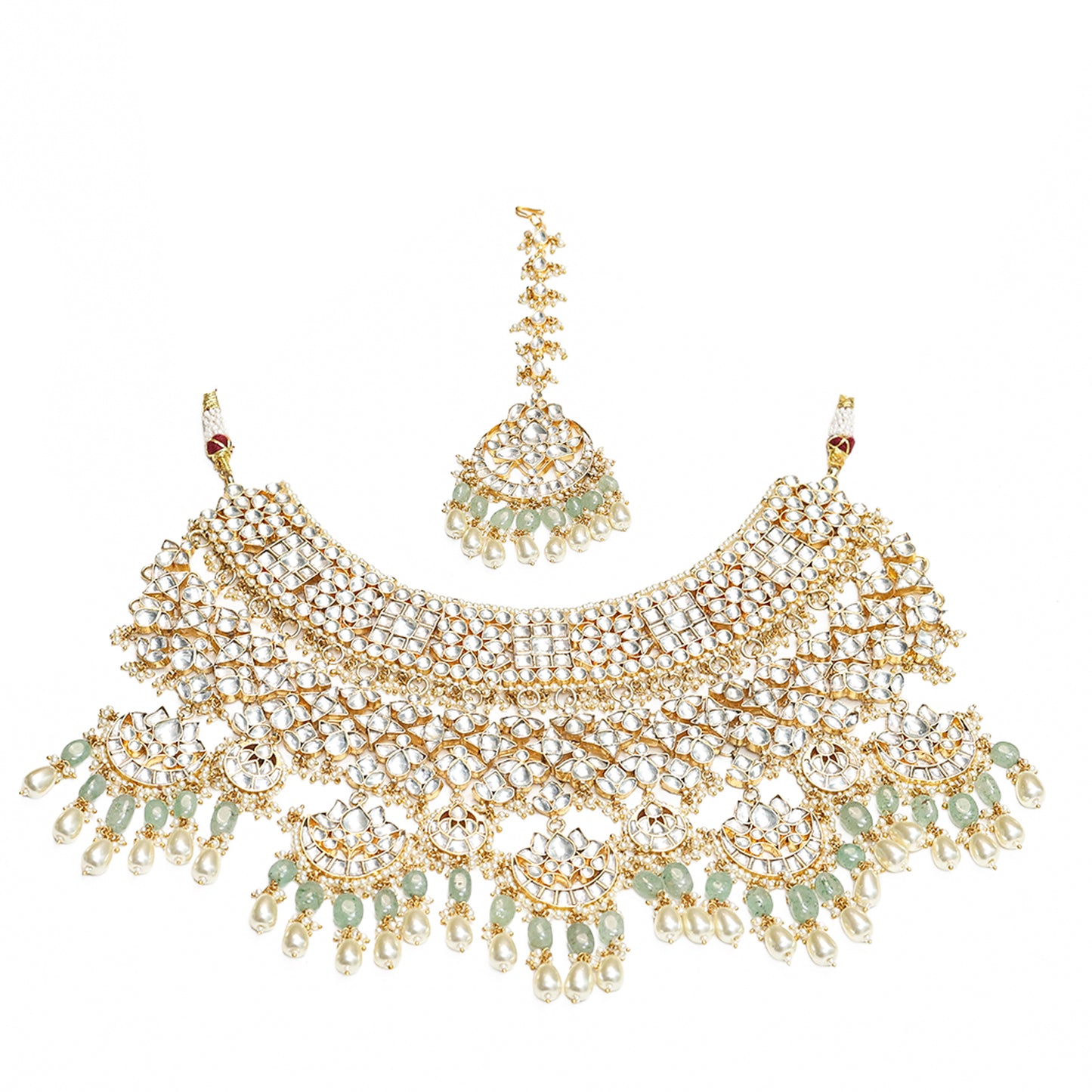 Bridal Choker Necklace With Earrings & Maang Tikka Set