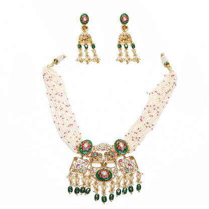 Multicolor Indian Bridal Choker Necklace Set, Festive Statement jewelry