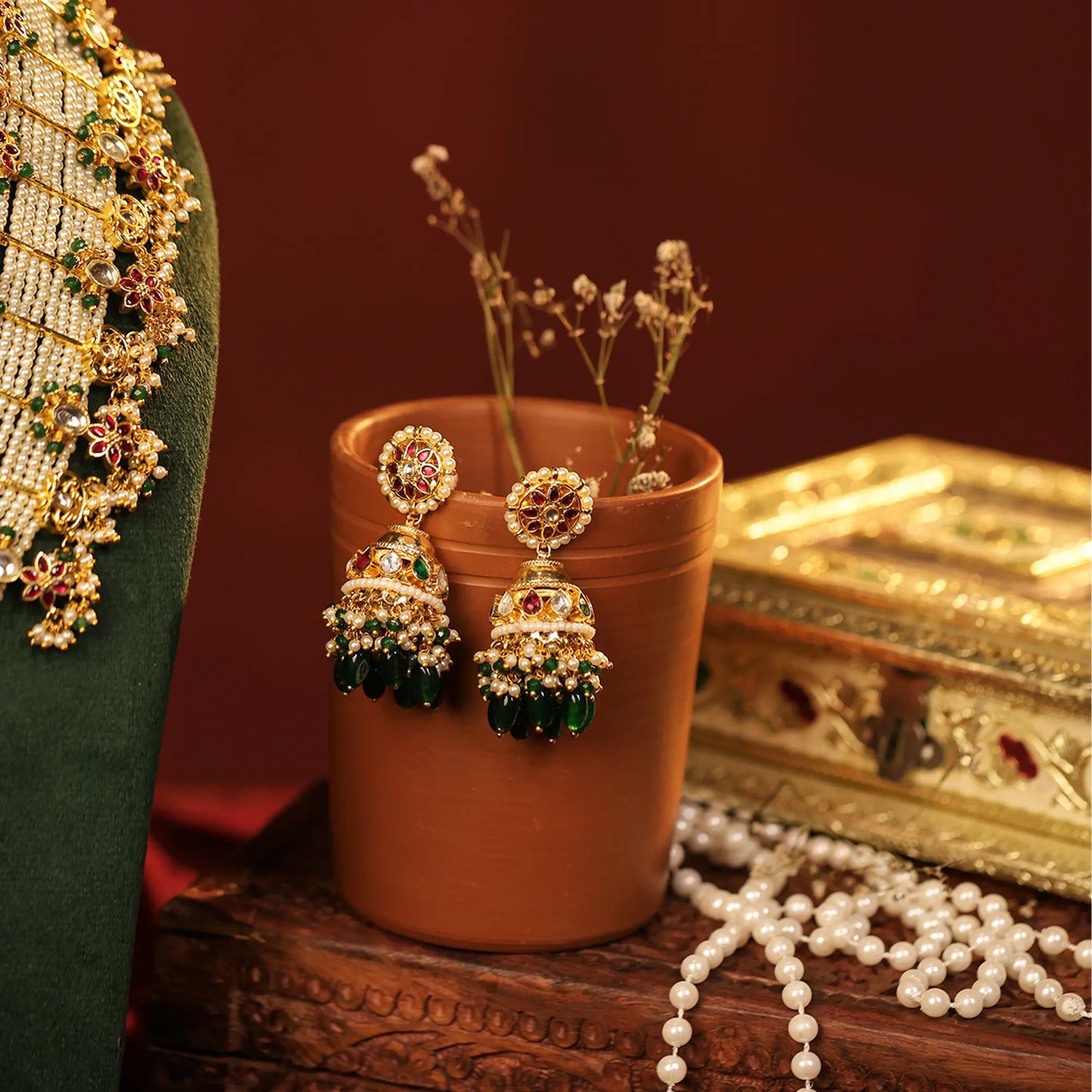 Kundan Long Necklace Set – Gold Plated Traditional Indian Jewelry