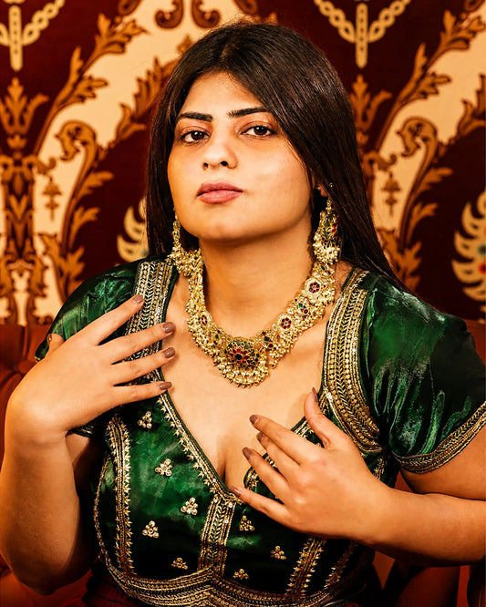 Kundan Meenakari Choker Necklace Set Earrings, Indian Bridal Jewelry, Pearl Gold Choker, Traditional Wedding Jewelry, Ethnic Festive Set