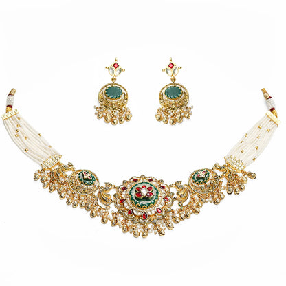 Pearl Multi-Strand Polki Bridal Choker Set