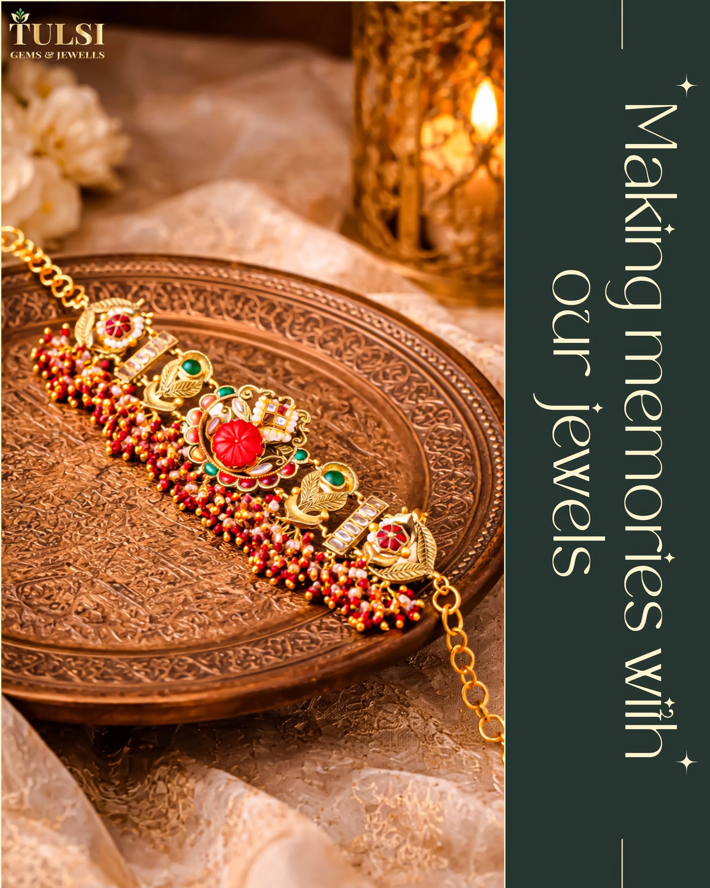 Handcrafted Gold Plated Kundan Bracelet, Red Green Meenakari Bridal Jewelry