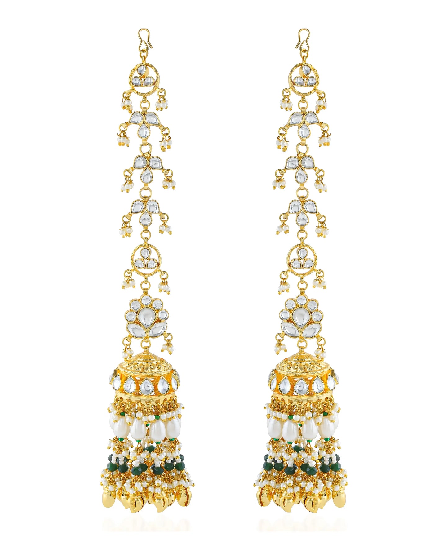 Gold Plated Kundan Polki Jhumka Earrings