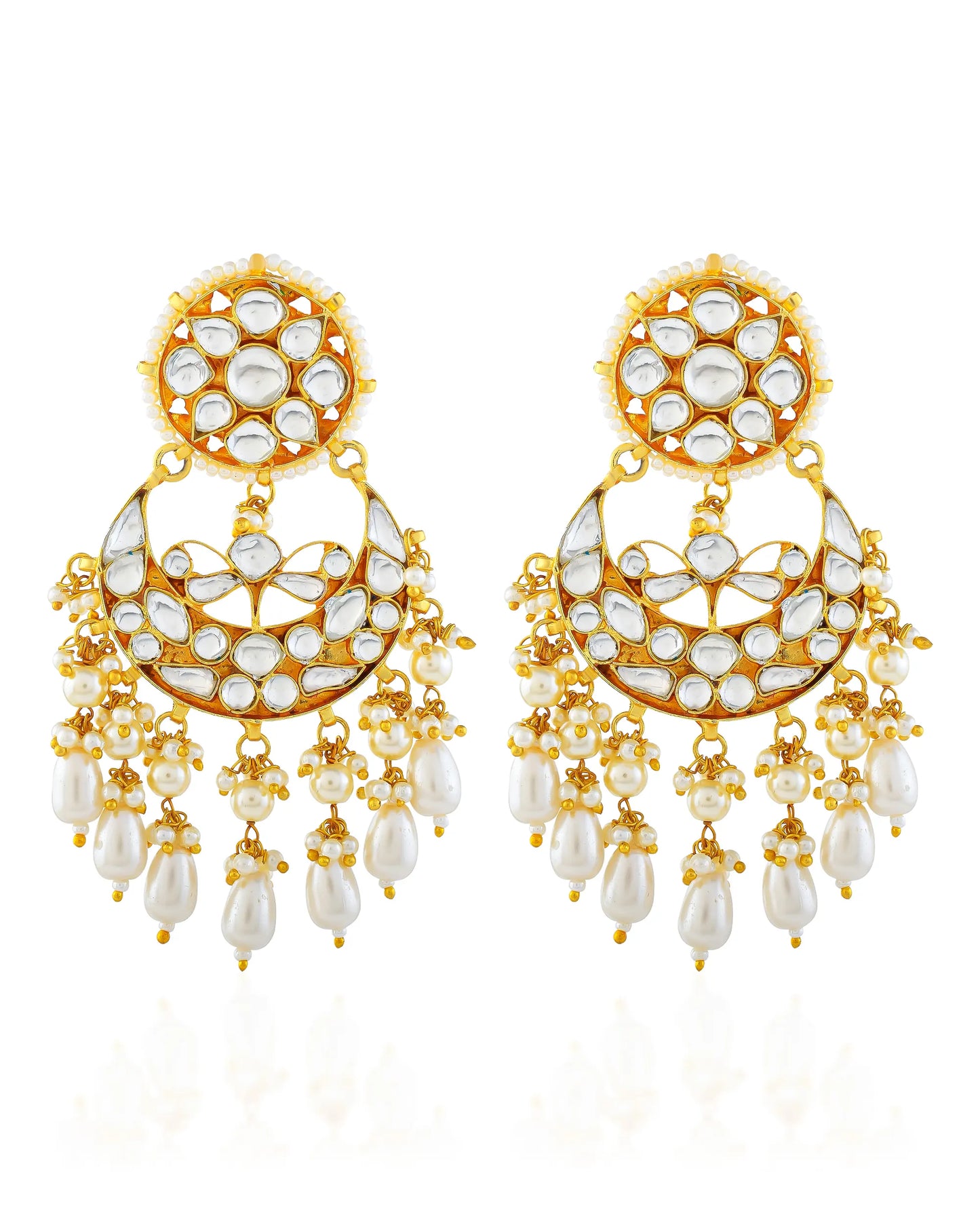 Gold Plated Kundan Chandbali Earrings