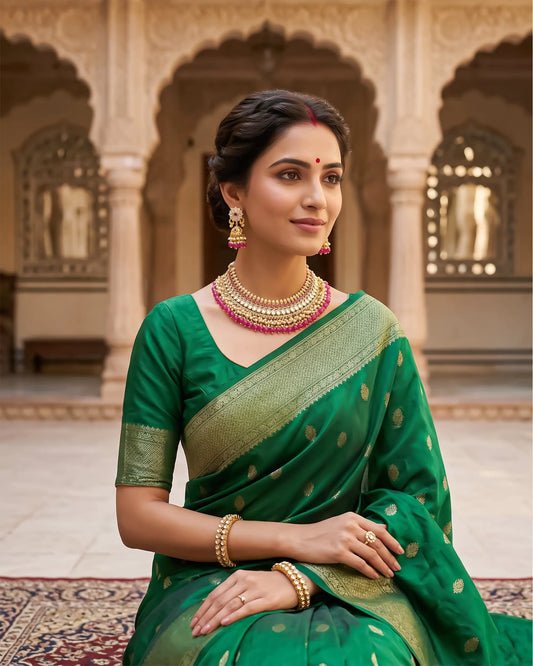 Gold Kundan Choker Necklace Set with Pink Beads, Pearls, Traditional Bridal Jewelry
