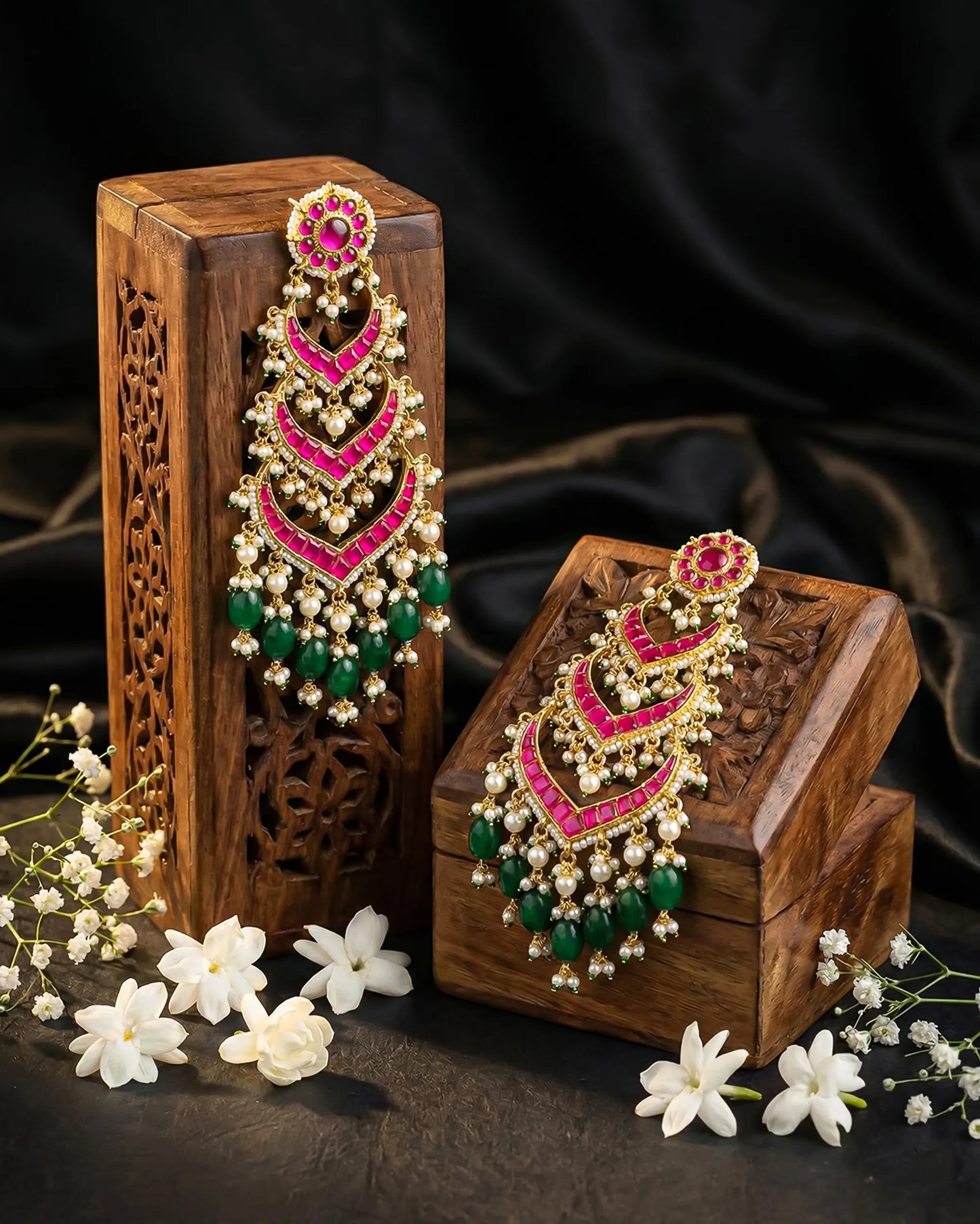 18K Gold Plated Jadau Pearl Earrings