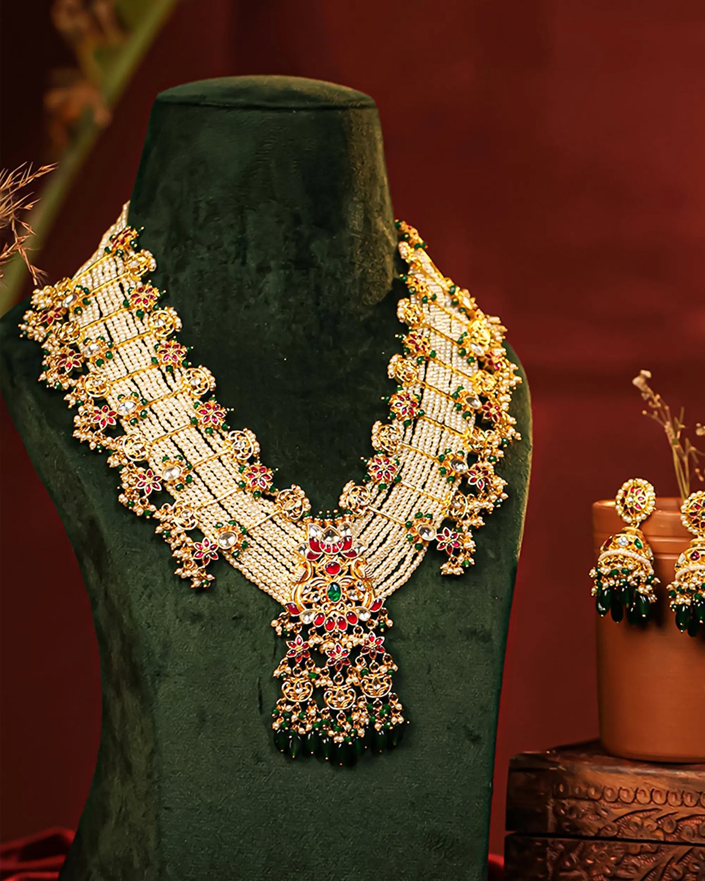Kundan Long Necklace Set – Gold Plated Traditional Indian Jewelry