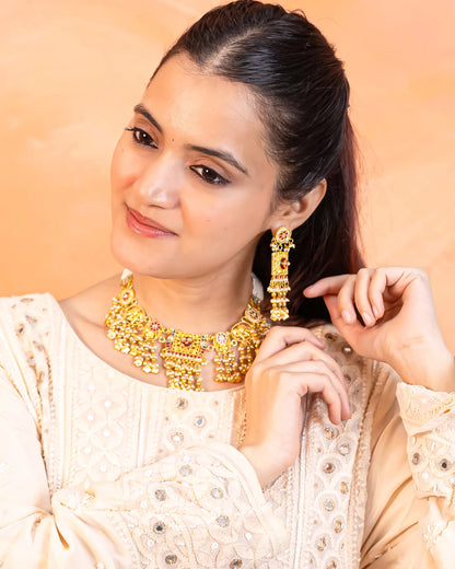 Gold Plated Kundan Choker Set Jewelry, Indian Pearl Necklace & Earrings