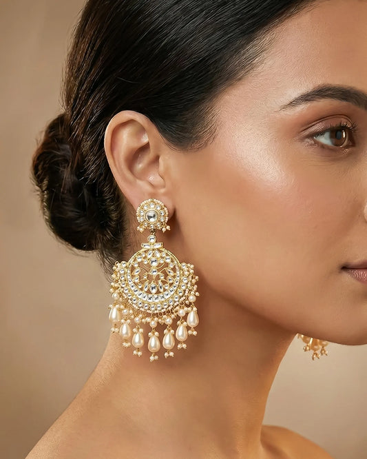 Polki Mother of Pearl Chandbali Earrings