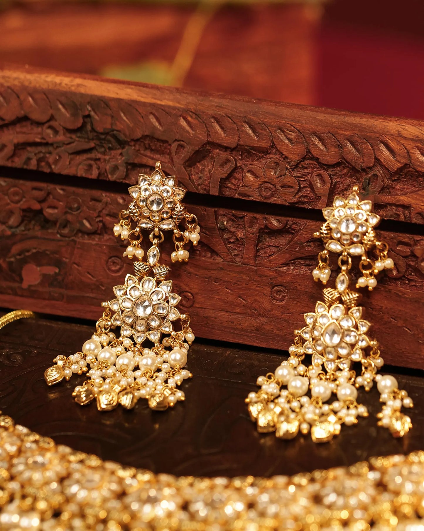Royal Kundan Pearl Choker Set Necklace Gold Plated Indian Bridal Jewelry