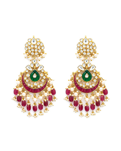 18K Gold Plated Jadau Chandbali Earrings