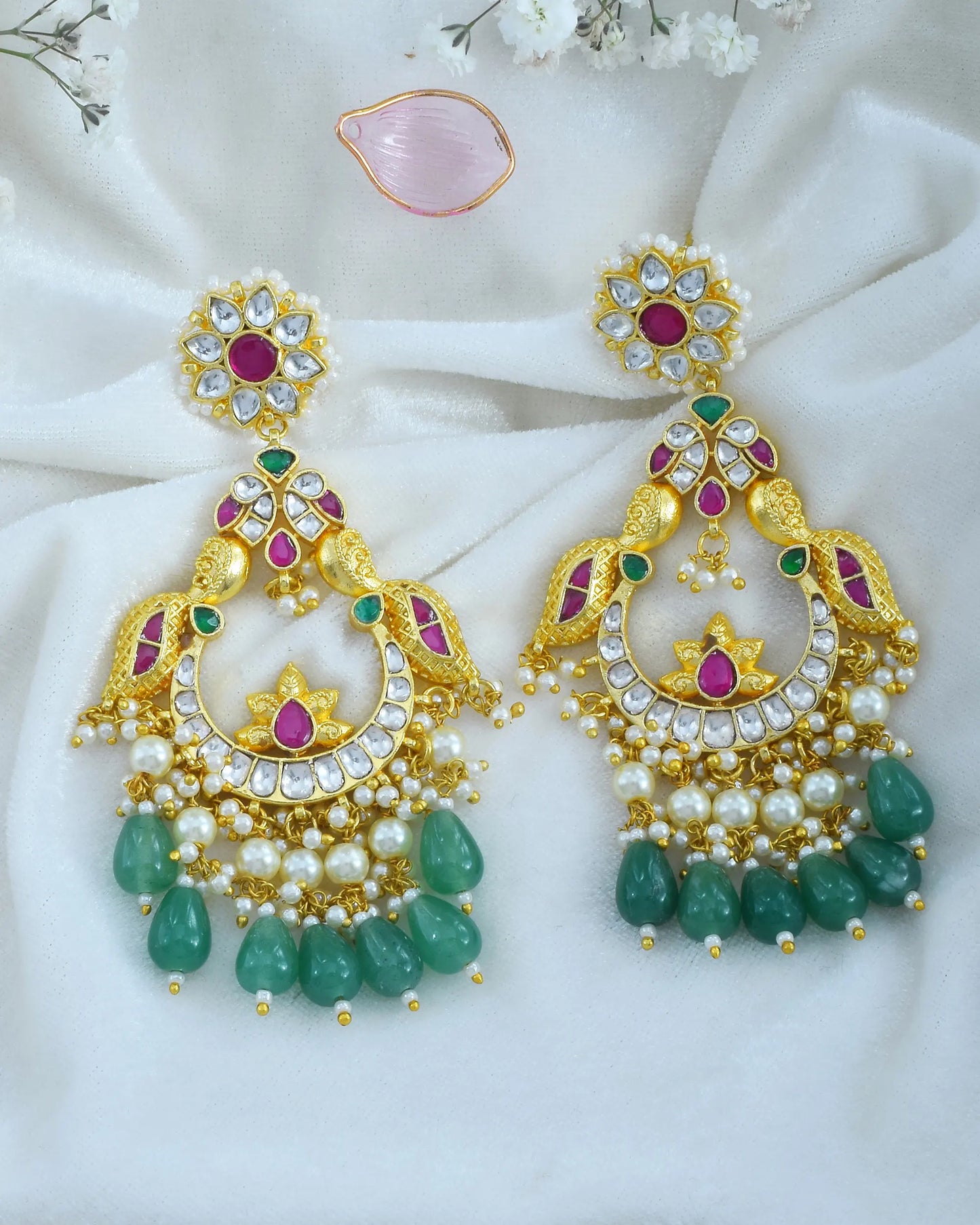 18K Gold Plated Peacock Chandbali Earrings