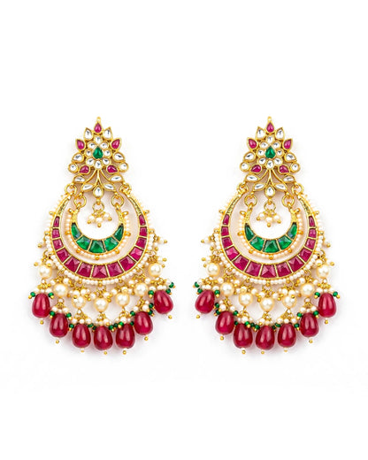 Gold Plated Mother of Pearl Chandbali Earrings