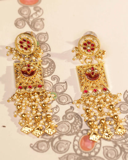 Gold Plated Kundan Choker Set Jewelry, Indian Pearl Necklace & Earrings