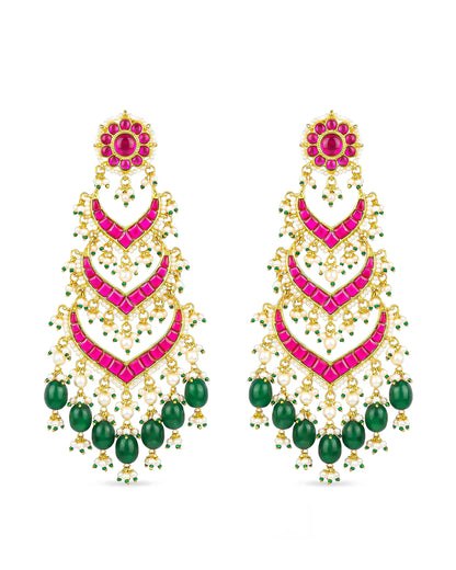 18K Gold Plated Jadau Pearl Earrings