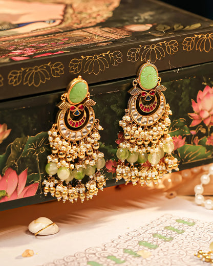 Designer Green Kundan Choker Set for Women, Heavy Bridal Wedding Necklace Jewelry