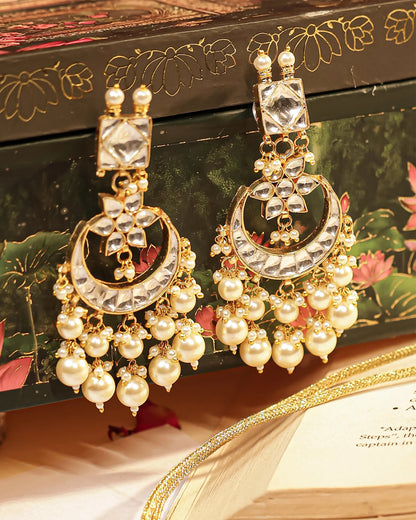 Traditional Polki Kundan Choker Set, Pearl Wedding Necklace & Earrings, Bridal Ethnic Jewelry