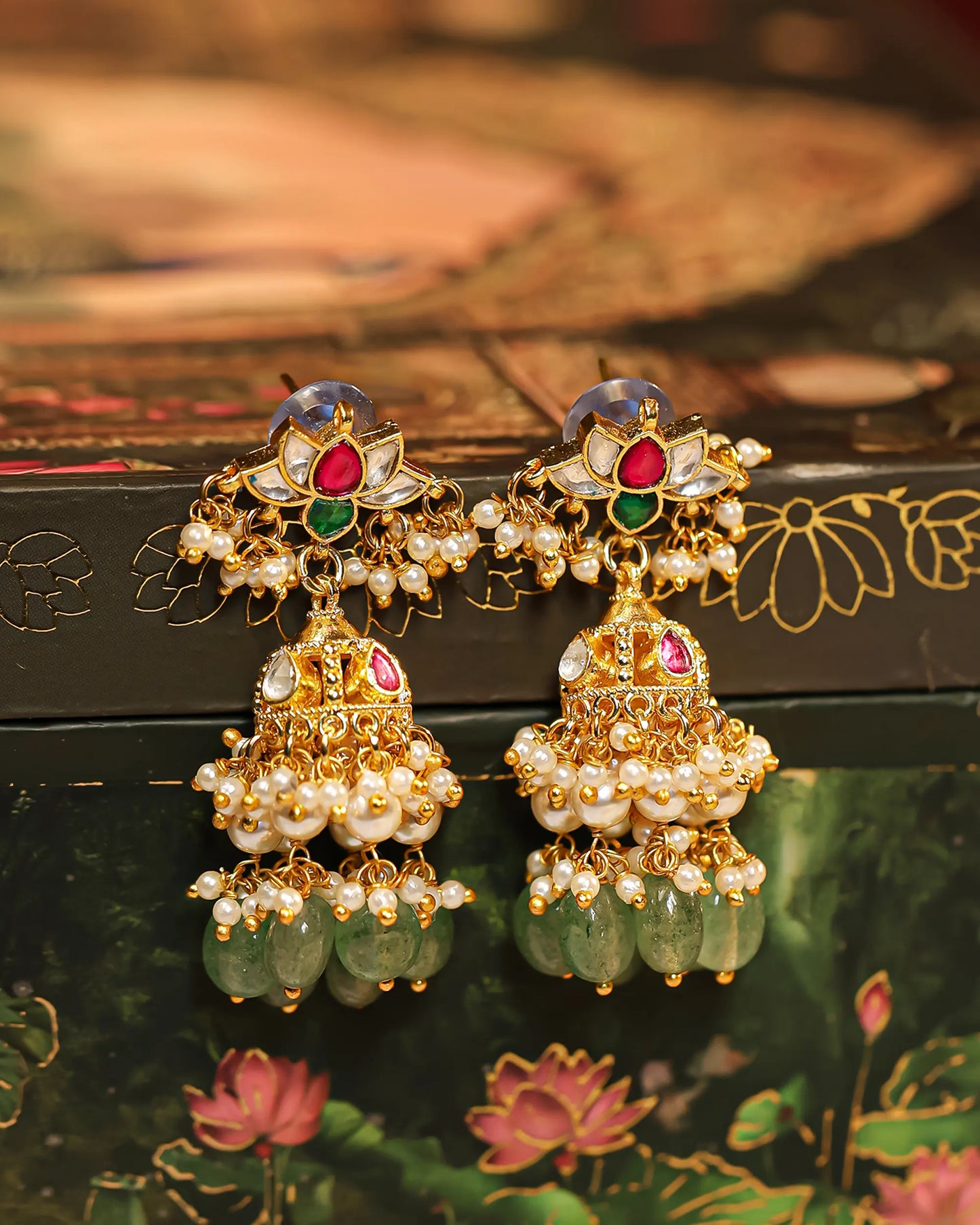 Kundan Stone Choker Necklace Set with Pearl Beads, Indian Handmade Bridal Jewelry