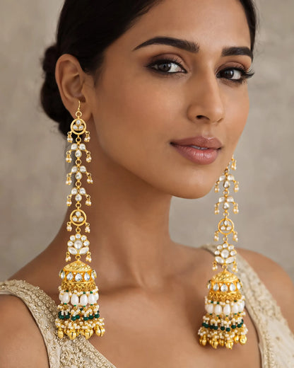 Gold Plated Kundan Polki Jhumka Earrings