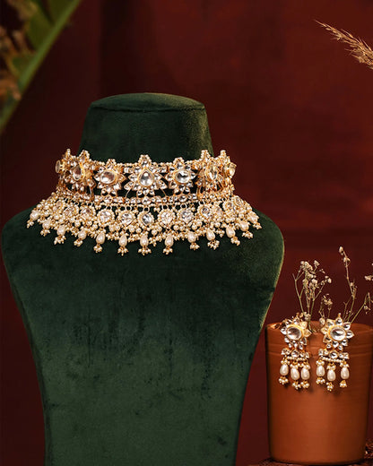 Designer White Kundan and Pearl Choker Set – Bridal Jewelry
