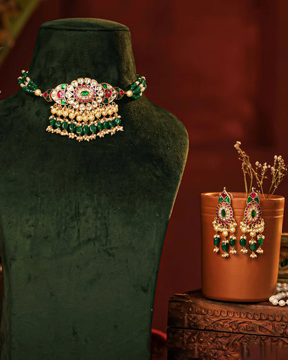 Kundan Long Necklace Set – 18K Gold Plated Traditional Indian Jewelry