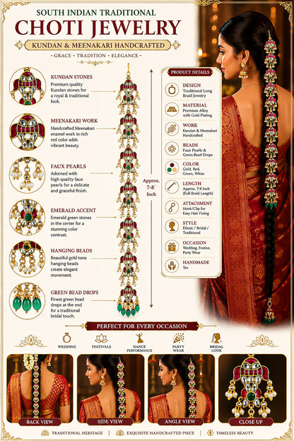 South Indian Bridal Braid Accessory Temple Hair Jewelry