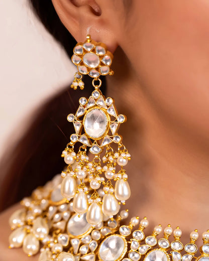 White Kundan Bridal Set – Gold Plated Choker, Earrings & Maang Tikka Jewelry
