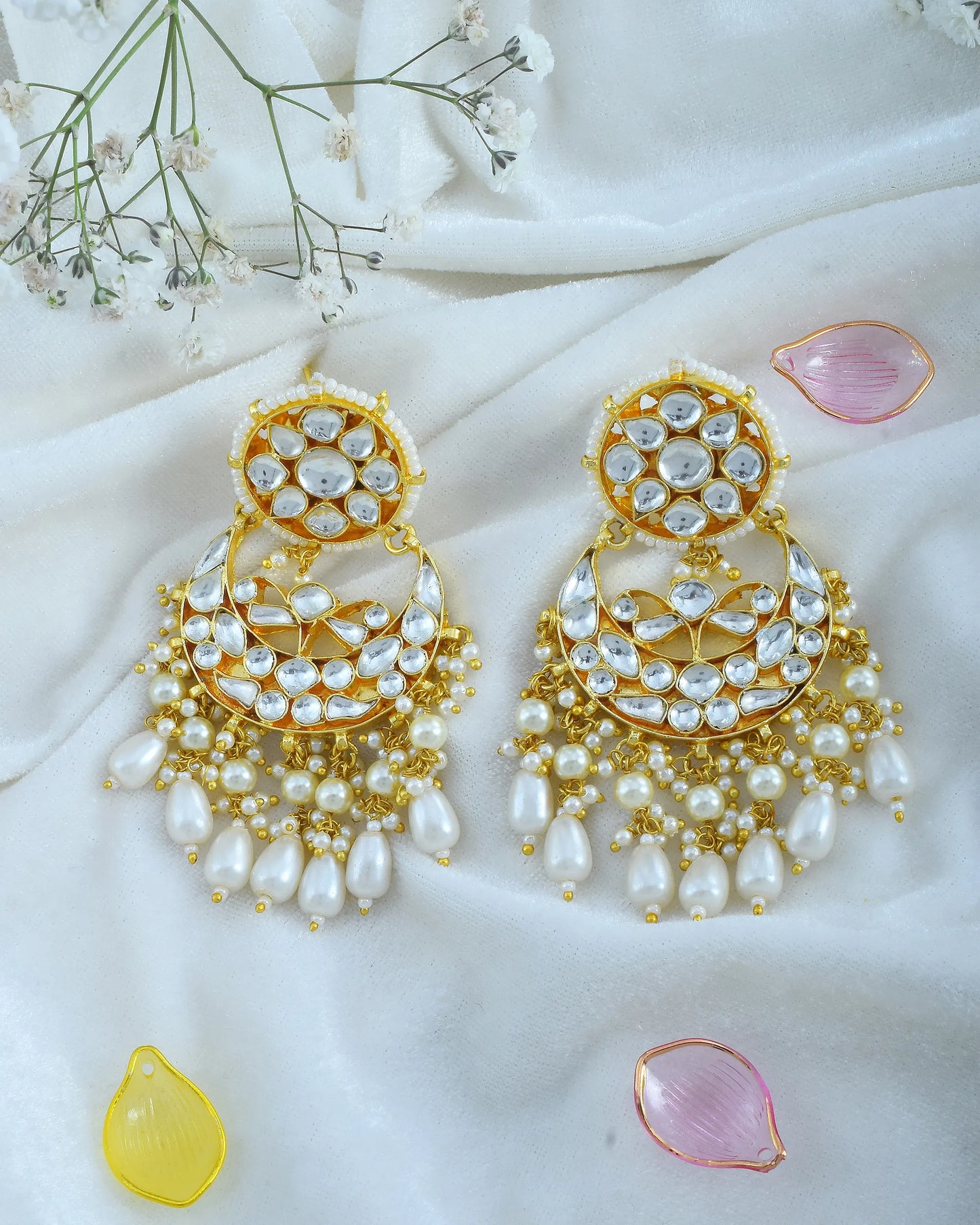 Gold Plated Kundan Chandbali Earrings