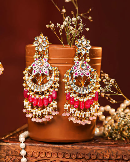 Pink Kundan Choker Set Jewelry – Gold Plated Indian Bridal Necklace & Earrings