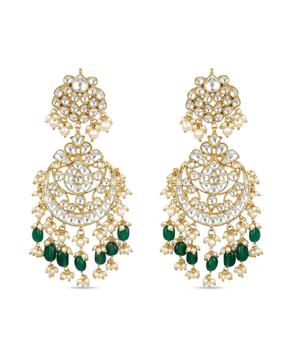 18K Gold Plated Jadau Chandbali Earrings
