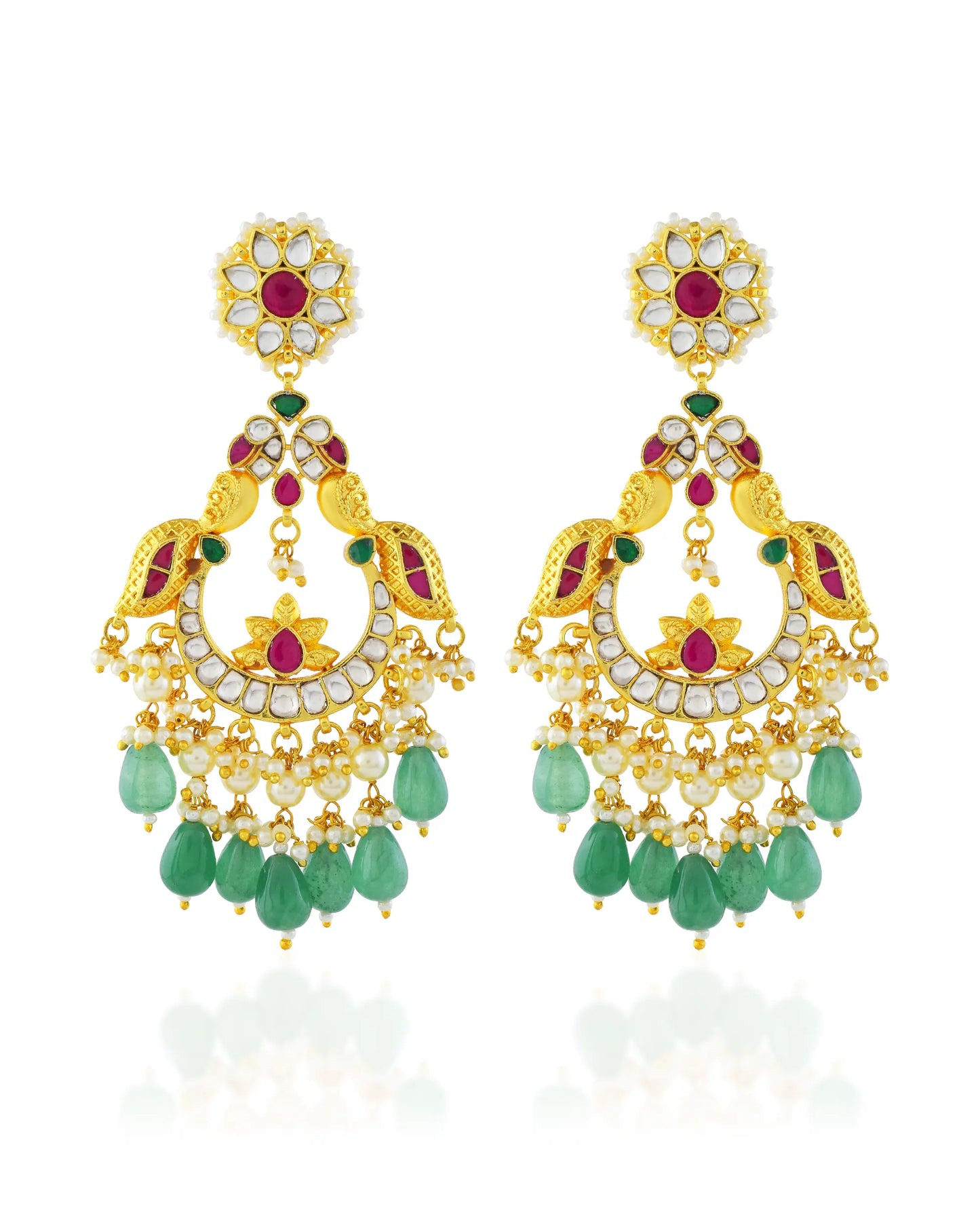 18K Gold Plated Peacock Chandbali Earrings
