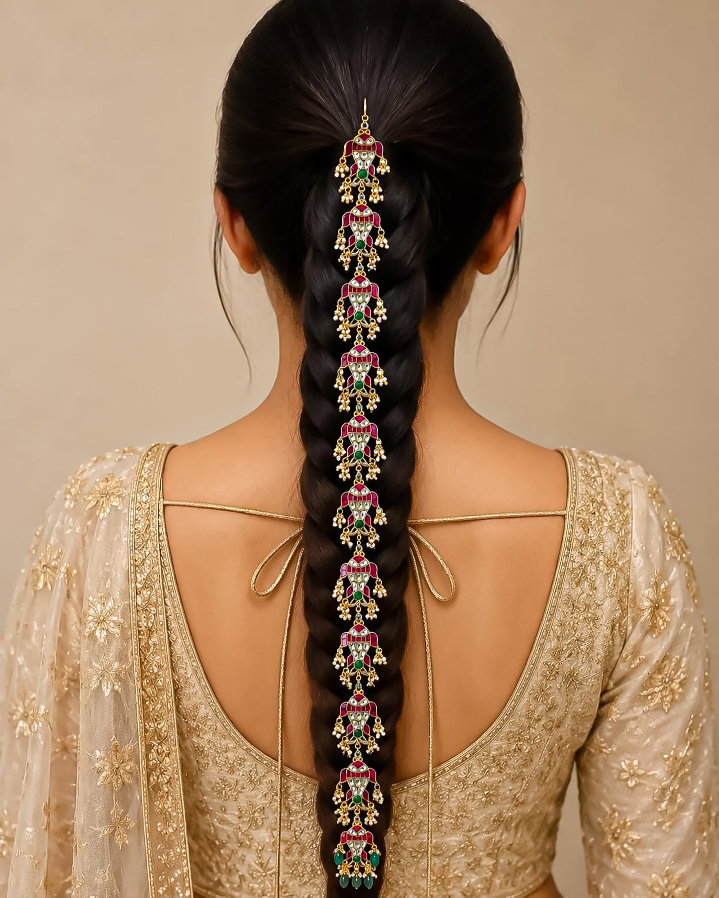 South Indian Bridal Braid Accessory Temple Hair Jewelry