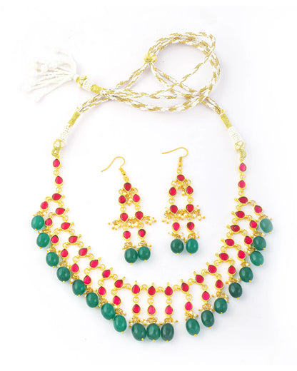 Green Bead Kundan Bridal Choker Set