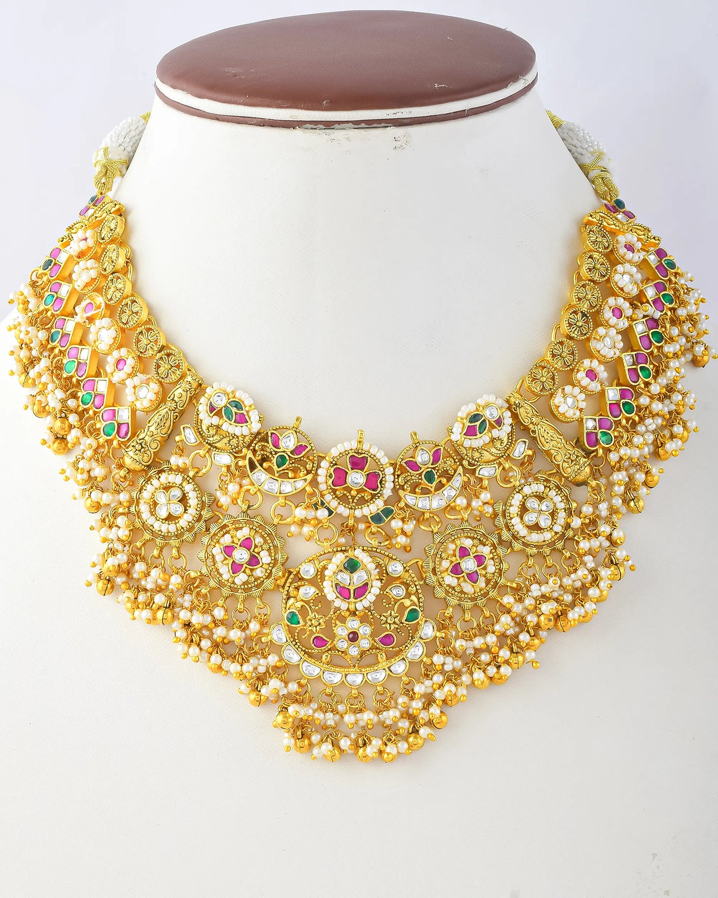Kundan Bridal Choker Necklace Set with Earrings, Gold Indian Wedding Jewelry, Pearl Drop Choker Set, Traditional Polki Necklace