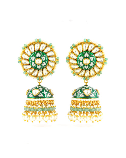 Royal Kundan Polki Bridal Necklace Earrings Set with Green Beads & Maang Tikka  Traditional Indian Wedding Jewelry