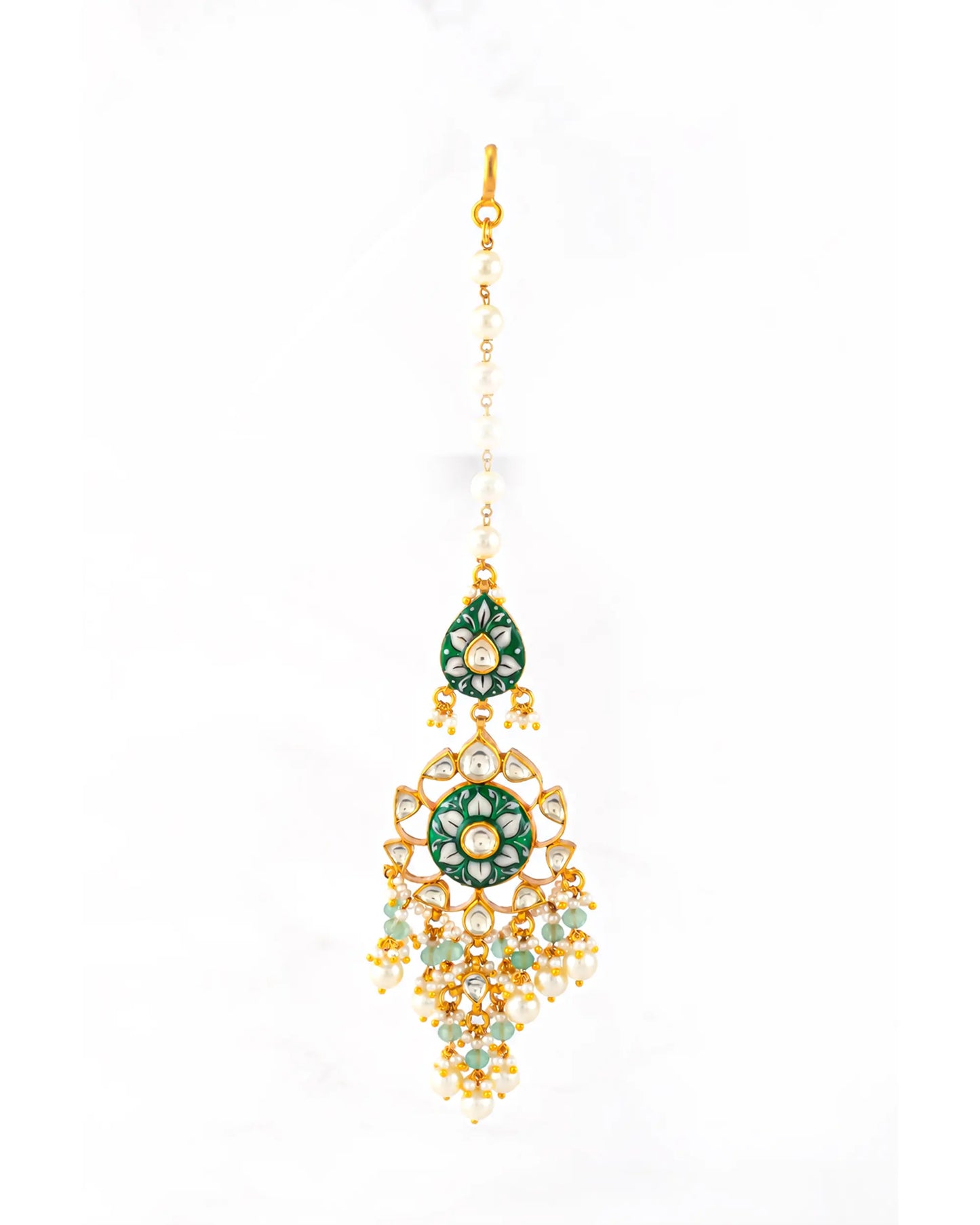 Royal Kundan Polki Bridal Necklace Earrings Set with Green Beads & Maang Tikka  Traditional Indian Wedding Jewelry