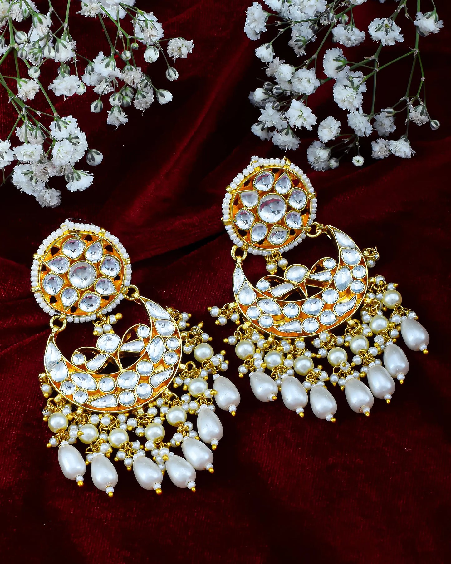 Gold Plated Kundan Chandbali Earrings