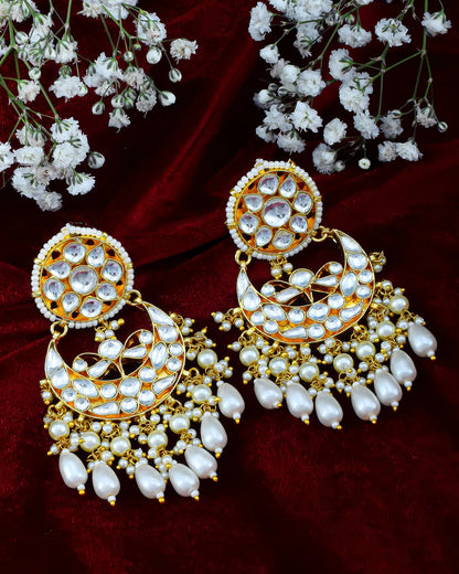 Gold Plated Kundan Chandbali Earrings